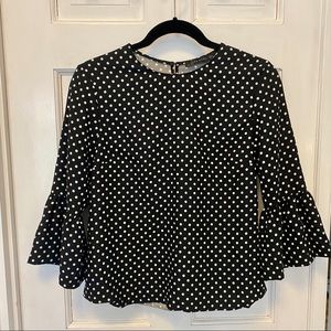 Zara Black and White Polka Dot Blouse S